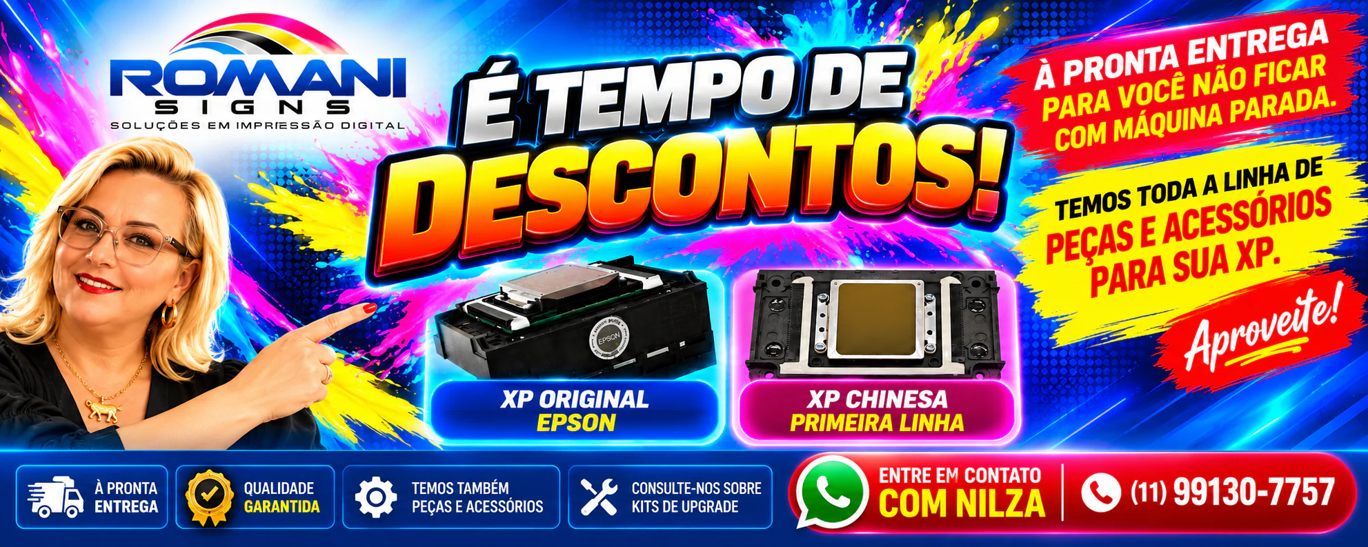 Romani Signs — É tempo de descontos em cabeças de impressão, peças e acessórios para sua XP