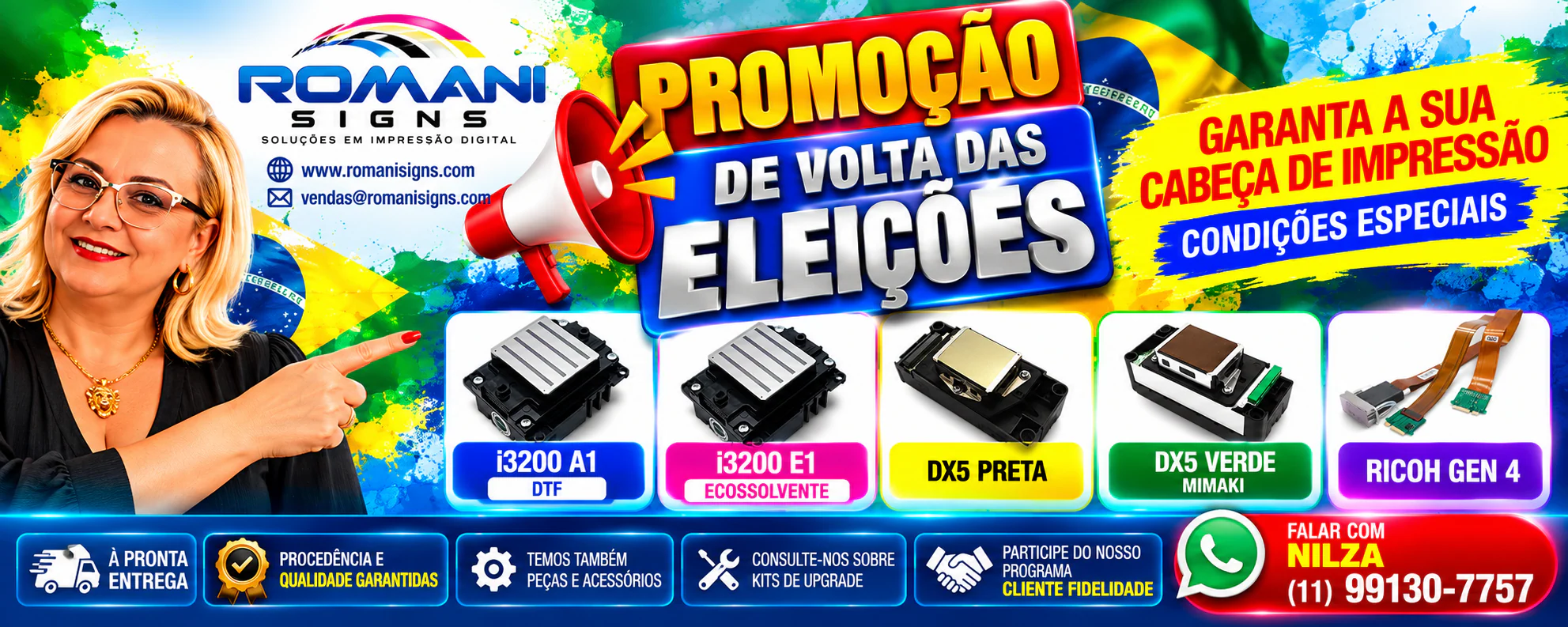 Romani Signs — Promoção de volta das eleições, condições especiais em cabeças de impressão