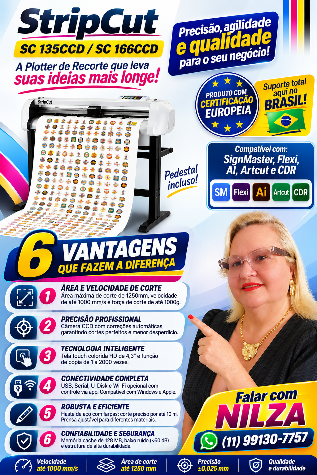 Flyer completo StripCut SC 135CCD / SC 166CCD: características e aplicações