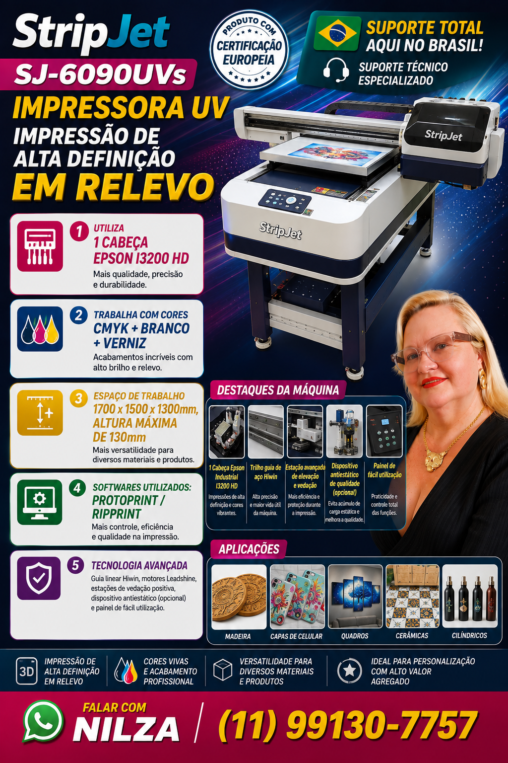 Flyer completo StripJet SJ-6090UVs: características e aplicações