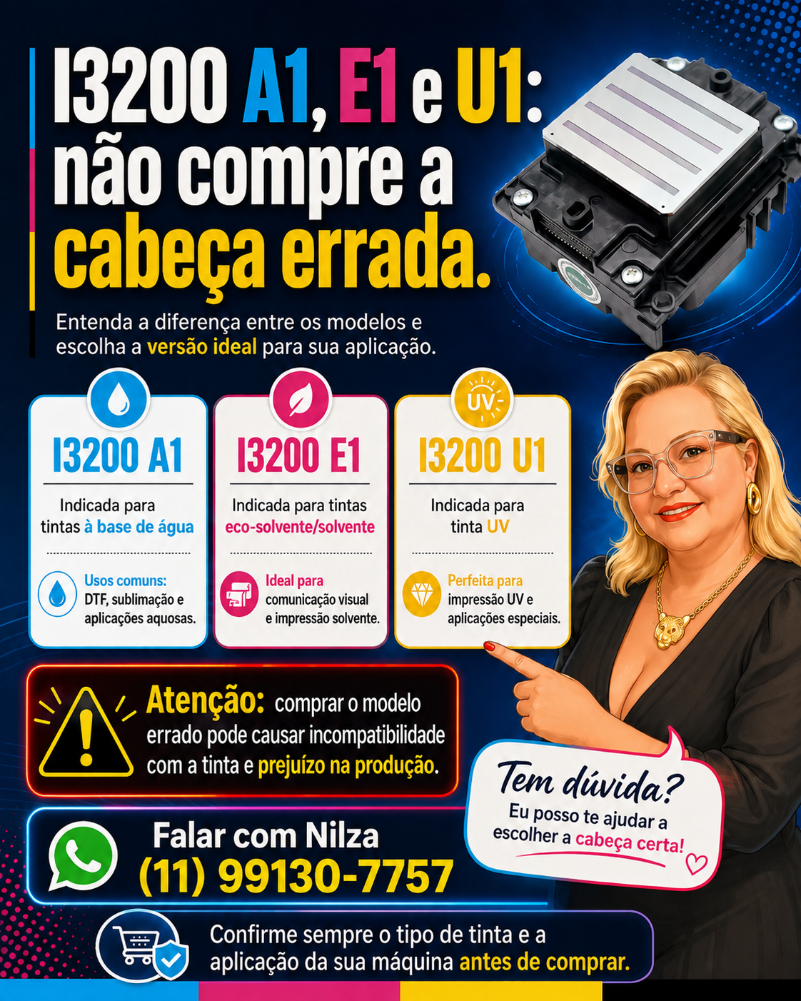 I320 Não Compre a Cabeça Errada — flyer informativo com contato da Nilza.