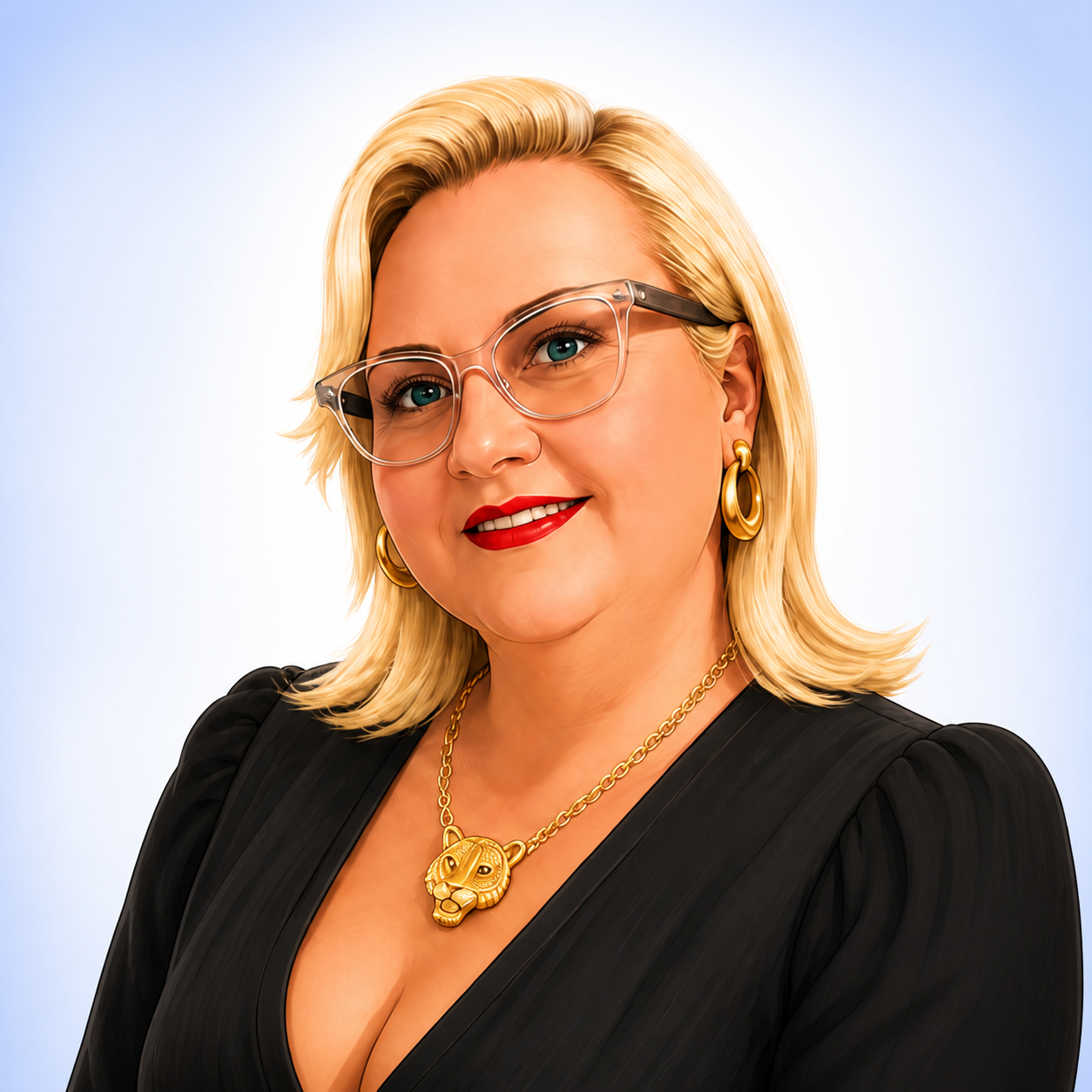 Personagem da Nilza Roma, atendimento comercial da Romani Signs